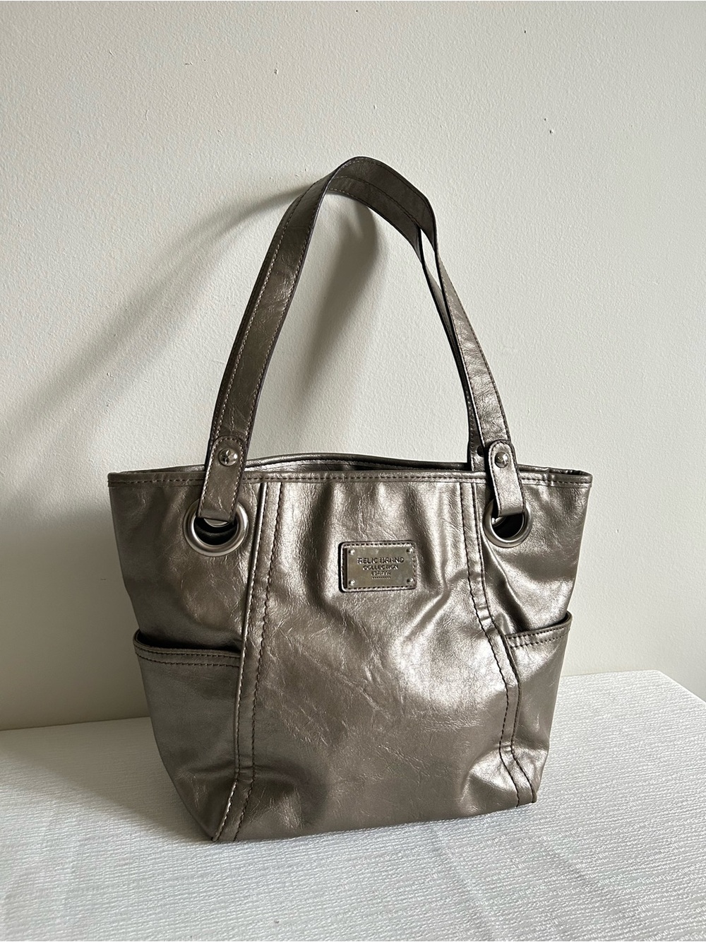 Relic Metallic Silver Tote Bag